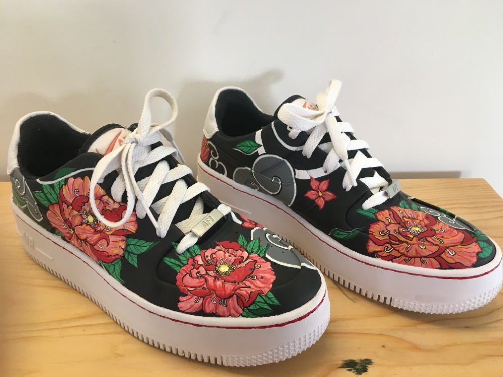 Nike AF1 custom fleurs pivoines style japonais