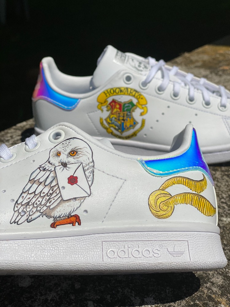 Stan smith custom Harry Potter Hedwige et vif d'or