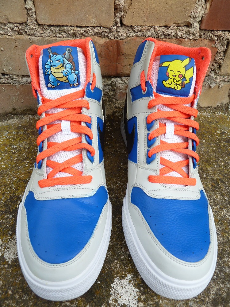 Nike High Custom Pokemon pikachu et Tortank sur languettes