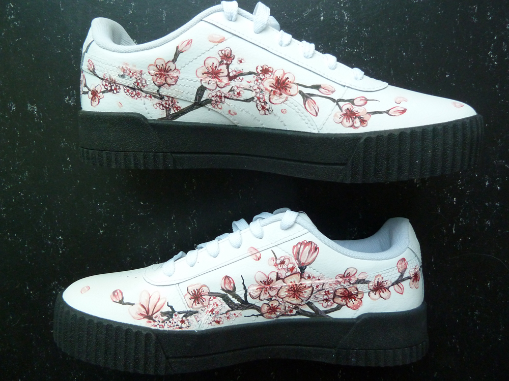 chaussures fleurs roses